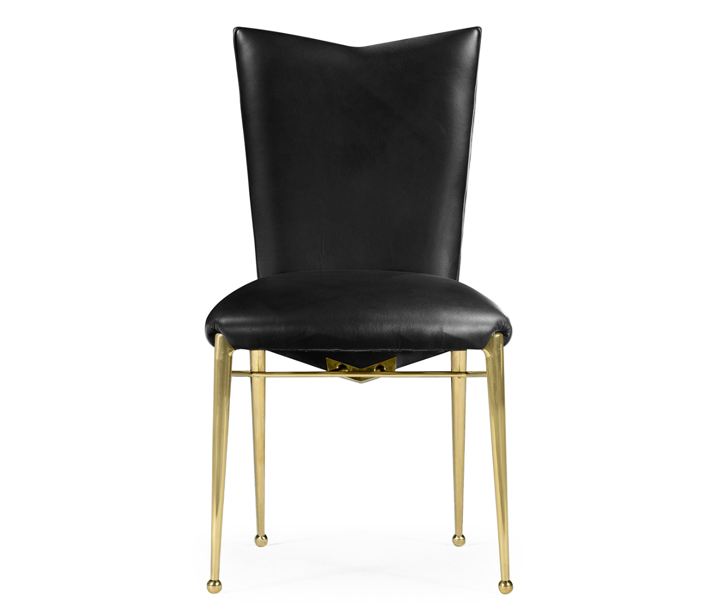 Art Décor gilded side chair with black leather