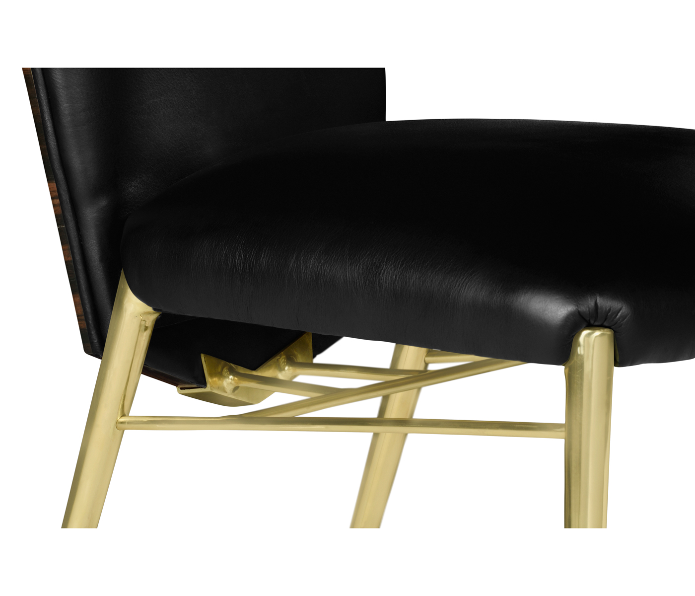 Art Décor gilded side chair with black leather