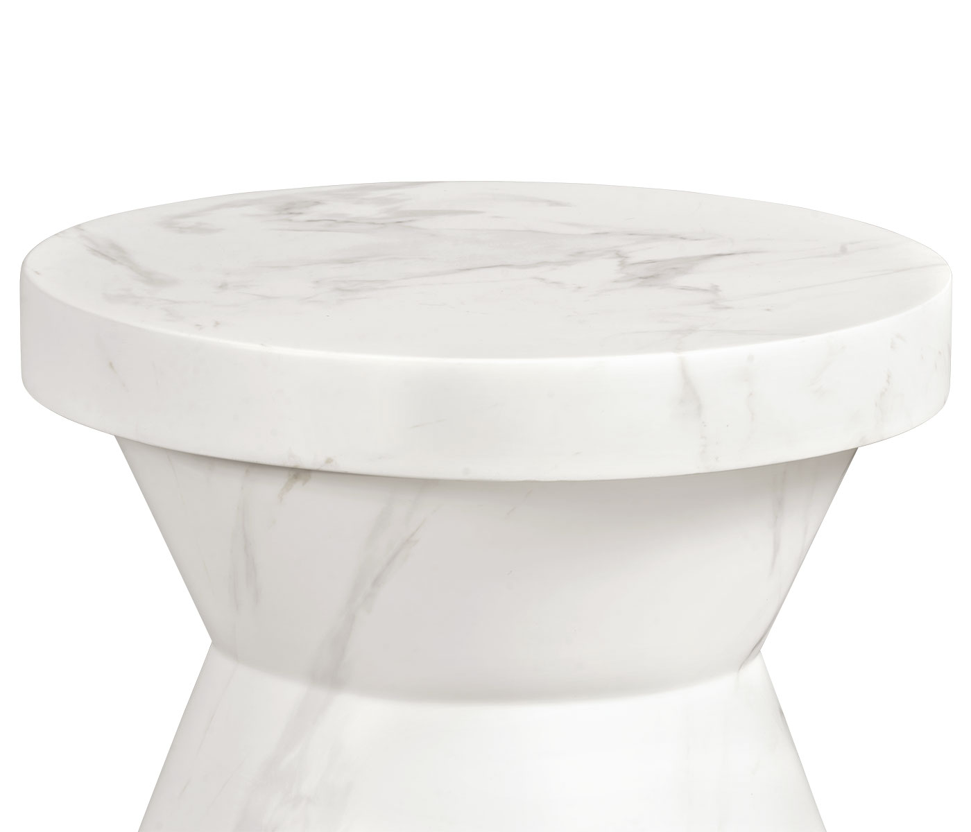 Round Geometric Faux White & Grey Marble Wine Table