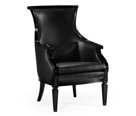 Upholstered occasional chair in black leather
