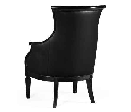 Upholstered occasional chair in black leather