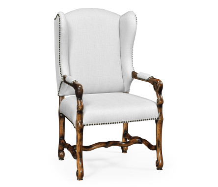Upholstered Arm Chair in Rustic Walnut (COM)