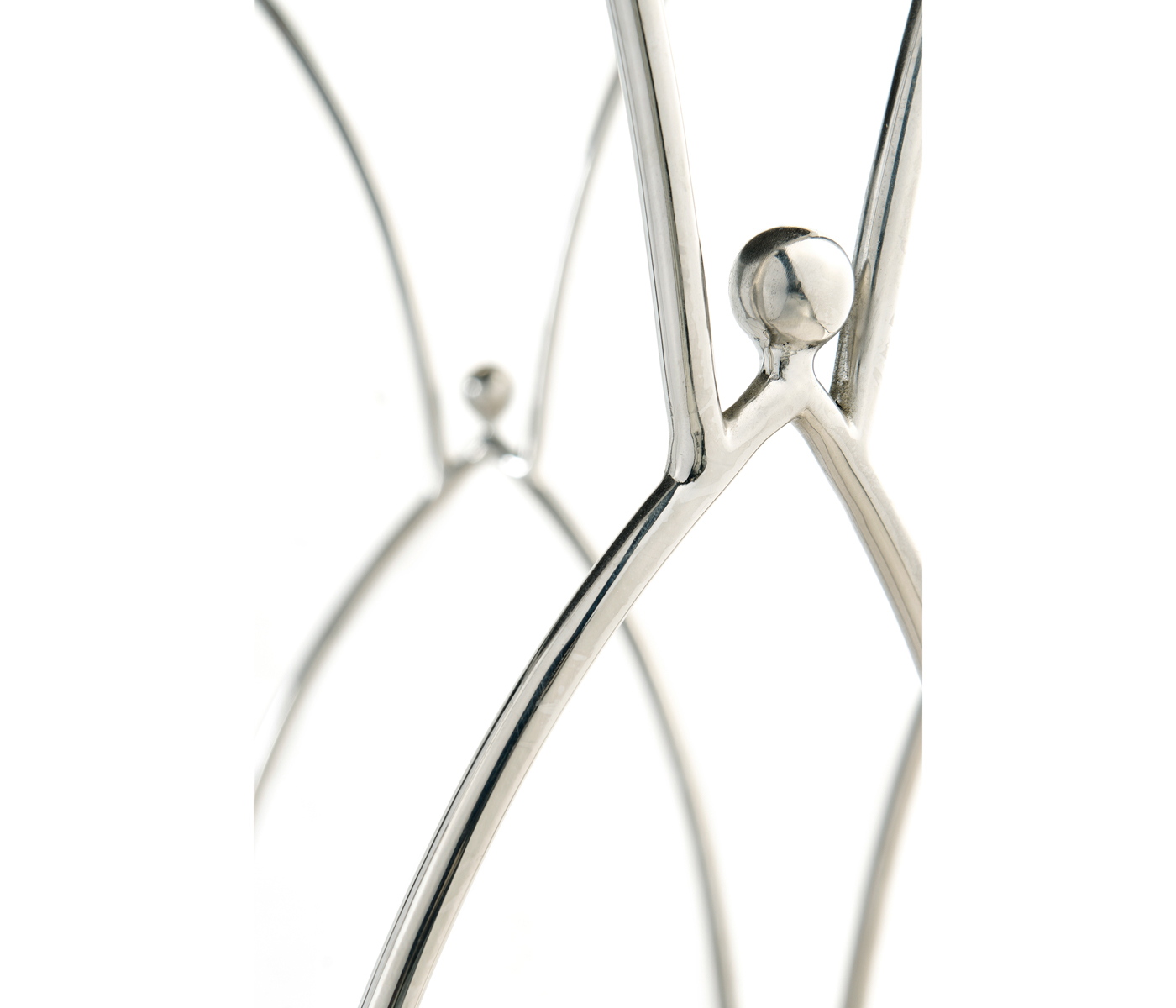 Feather Inlay & Stainless Steel Round Side Table