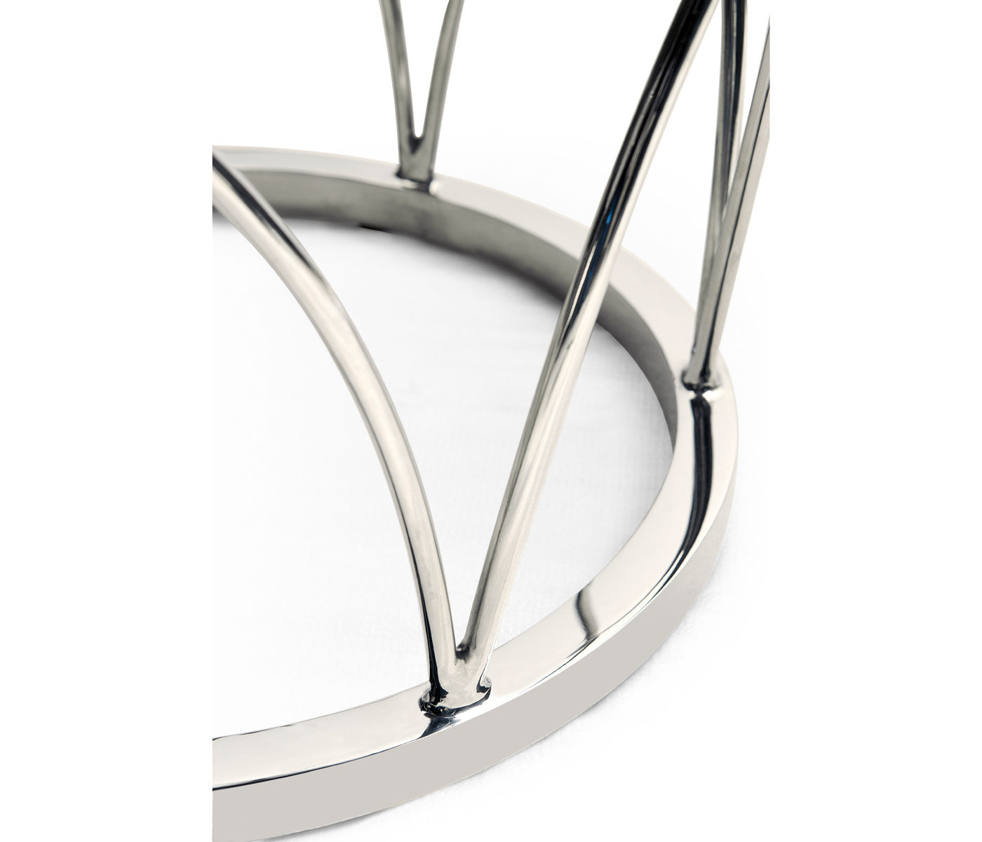 Feather Inlay & Stainless Steel Round Side Table