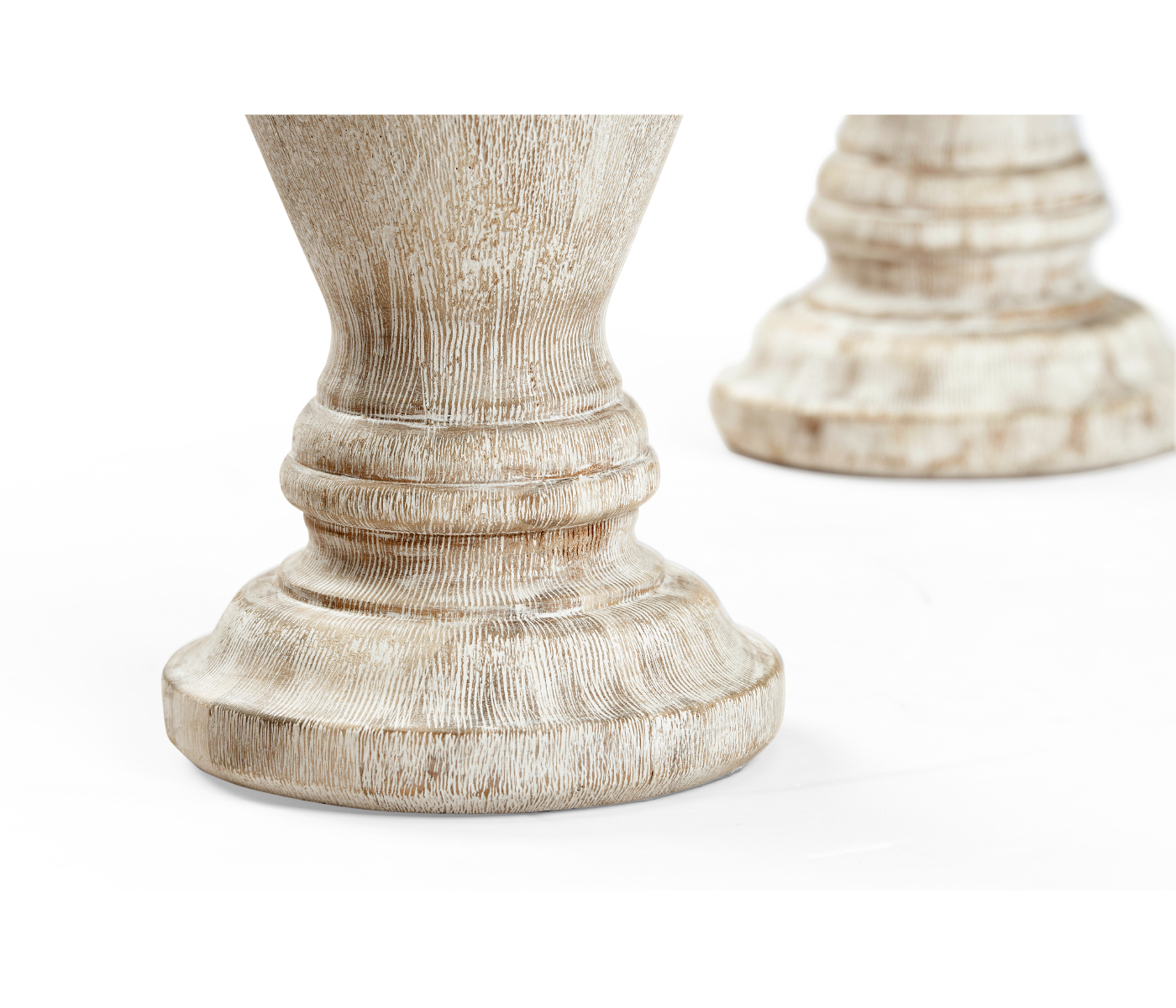 Pair of Small Candlesticks in Limed Acacia