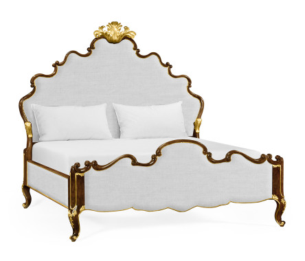 High Lustre Mahogany & Gilded Cali King Bed