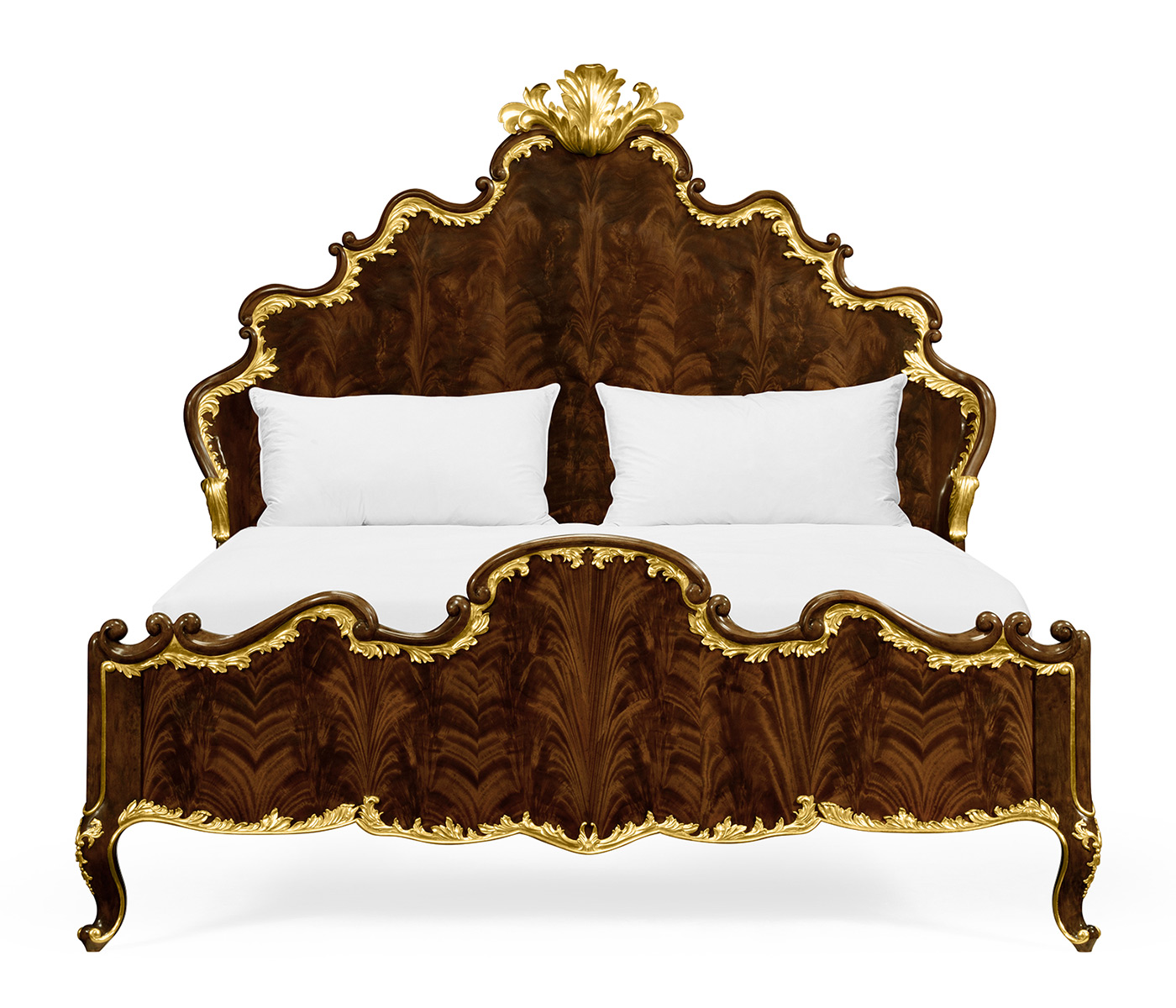 High Lustre Mahogany & Gilded US Queen Bed