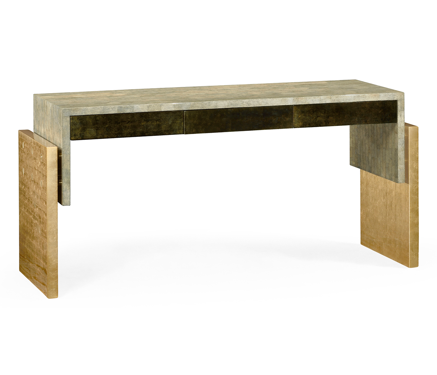 Rectangular Eggshell & Gilded Console Table