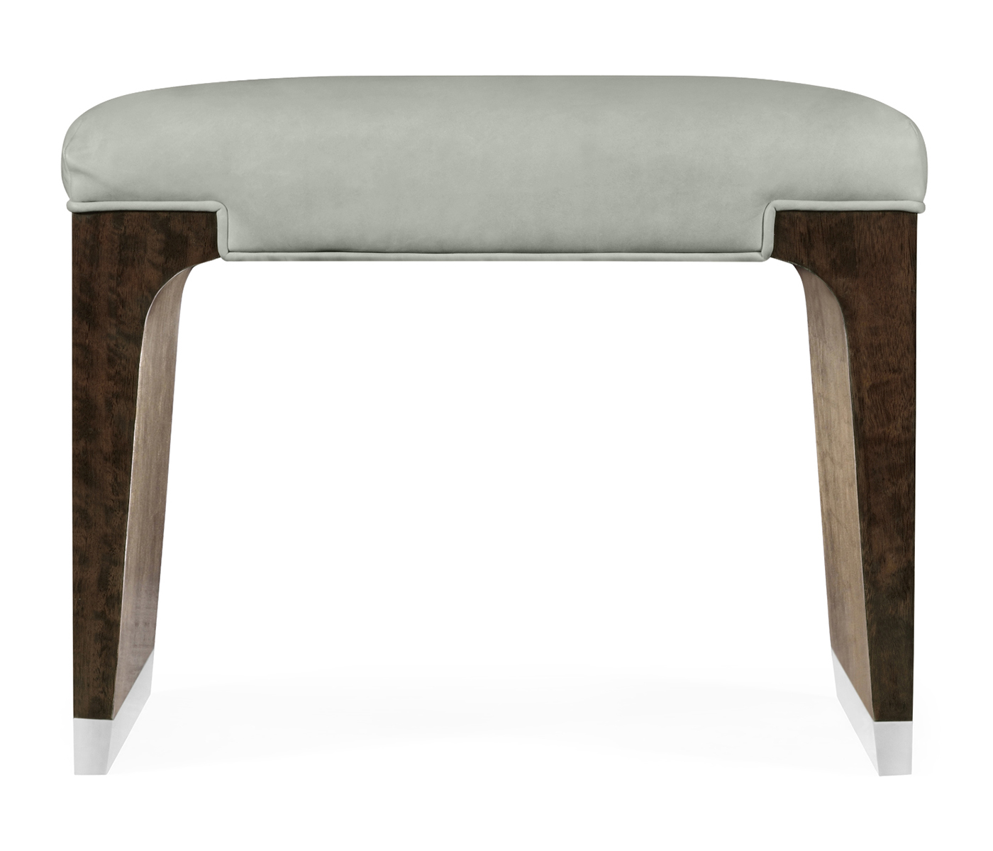 Black Eucalyptus Dressing Stool, Upholstered in Grey Leather