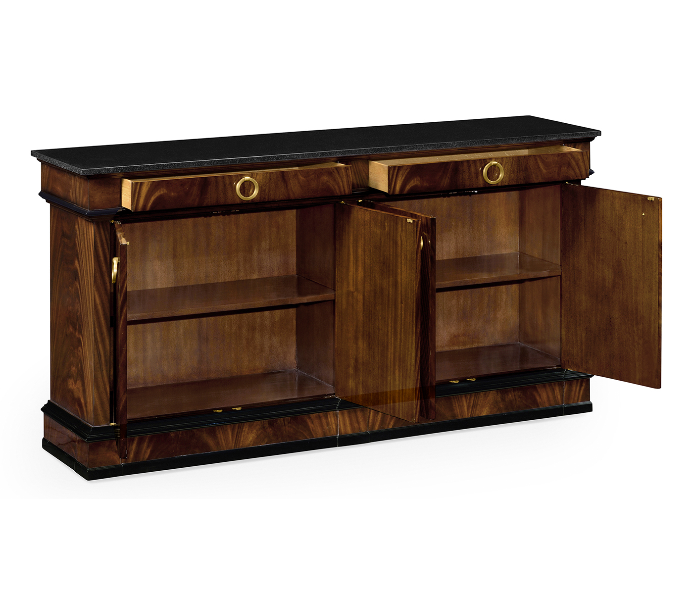 Regency mahogany sideboard with brass handles