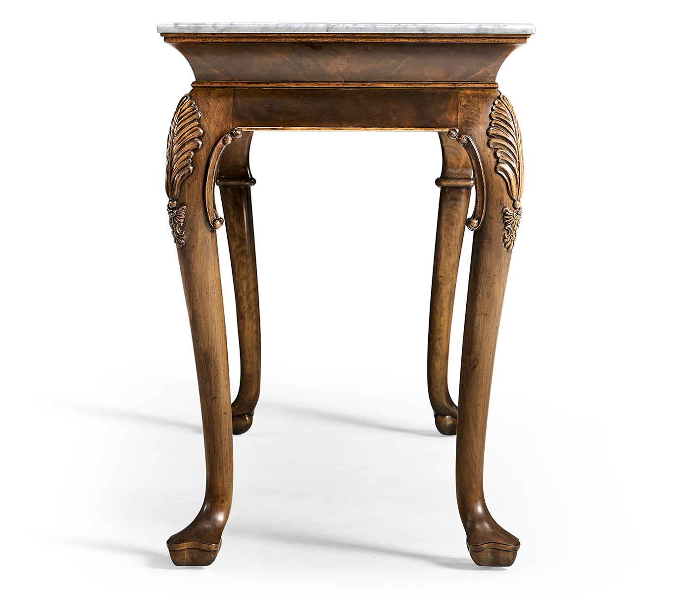 Brown Mahogany Buffet Table with Marble Top