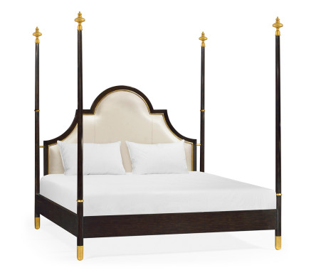 Four Poster Ebonised & Gilded UK Queen Bed