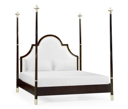 Four Poster Ebonised & Silver-Leaf UK Queen Bed