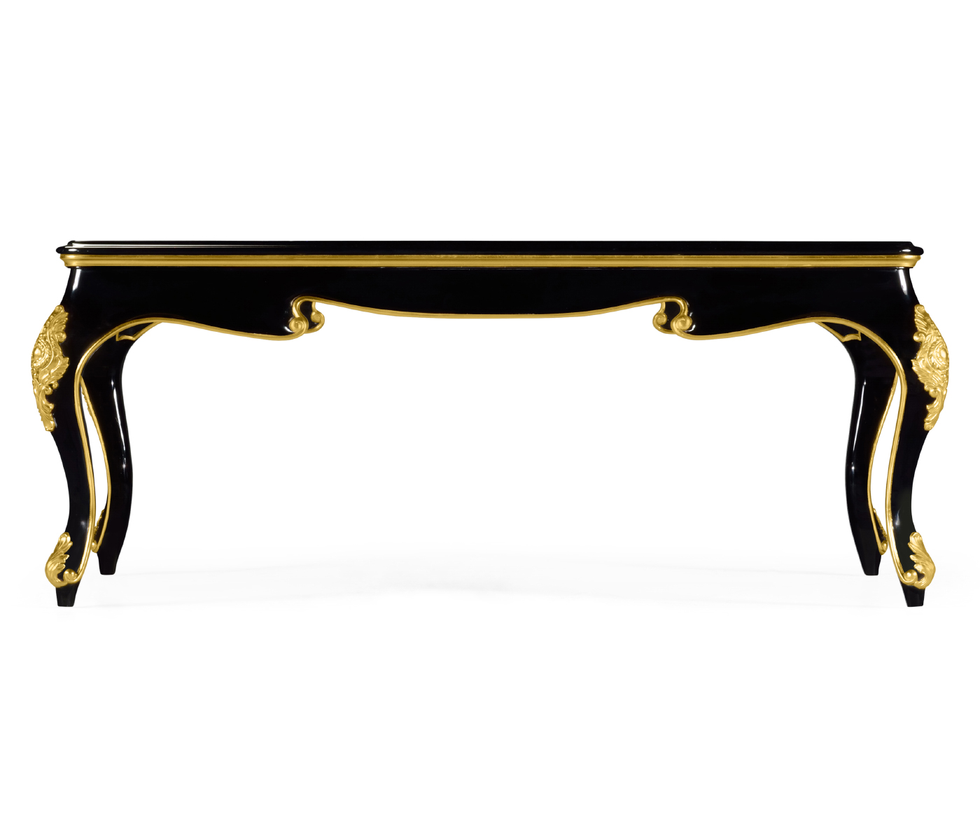 Black Coffee Table in Gloss Painted Black with Clear Glass Top
