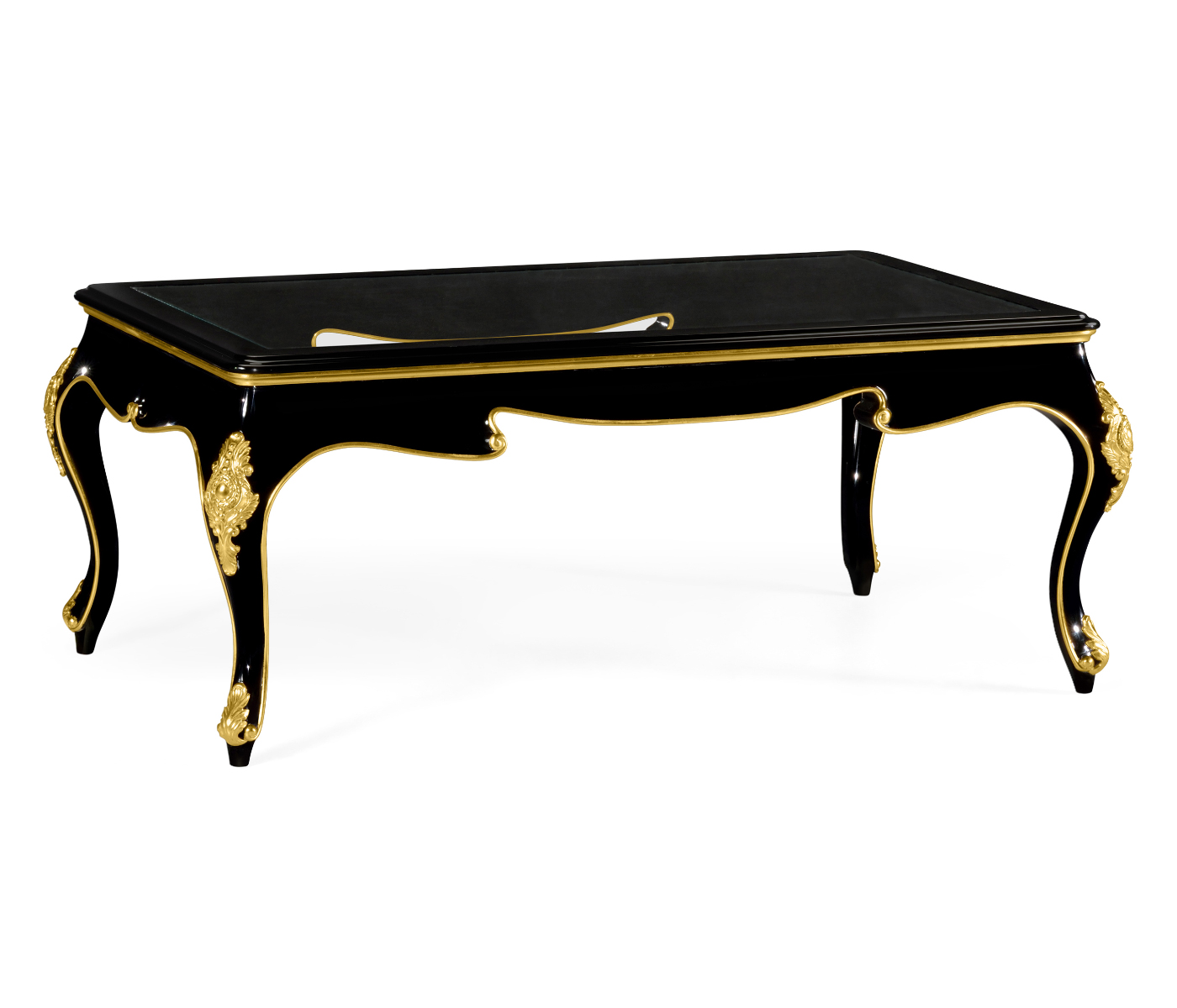 Black Coffee Table in Gloss Painted Black with Clear Glass Top