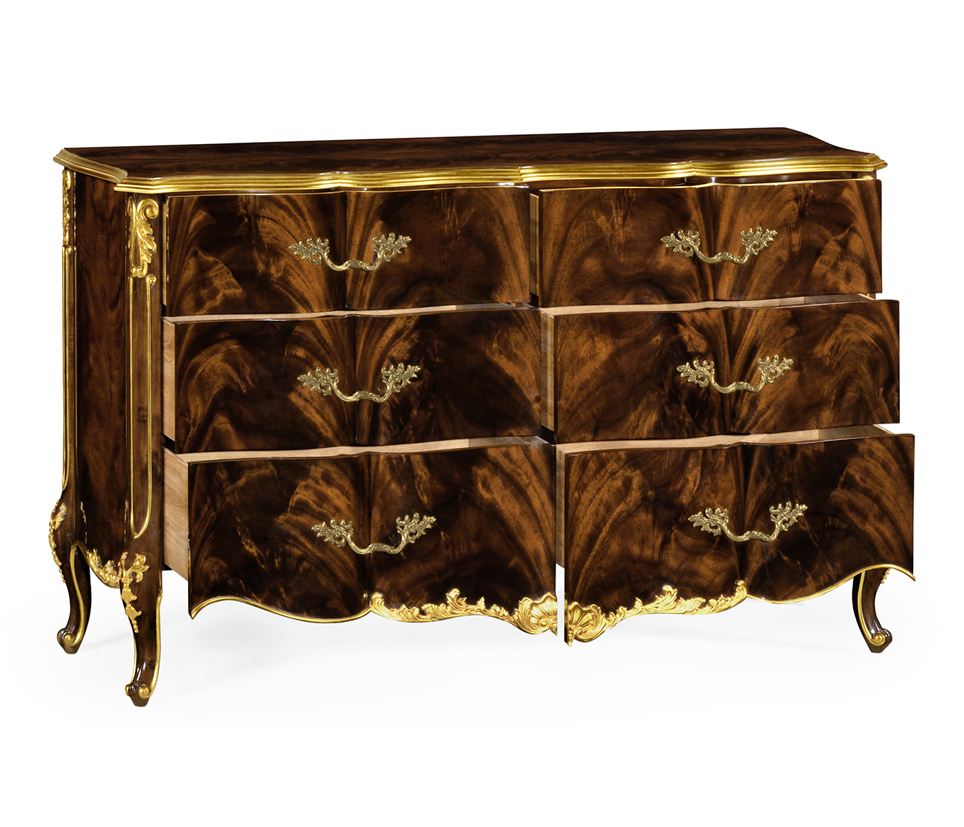 6 Drawer Double Dresser in Brown Mahogany