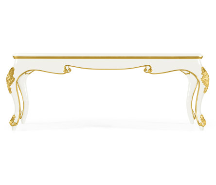 White Square Coffee Table with Eglomise Glass Top