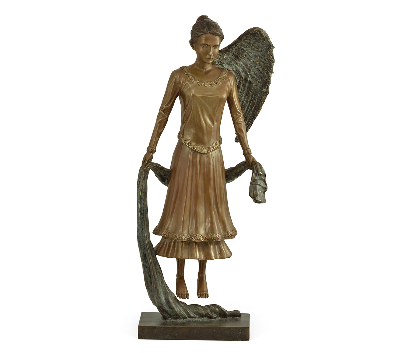 Antique Light Brown Brass Hovering Angel