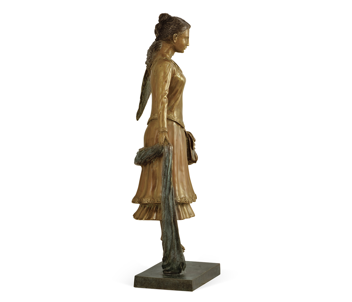 Antique Light Brown Brass Hovering Angel