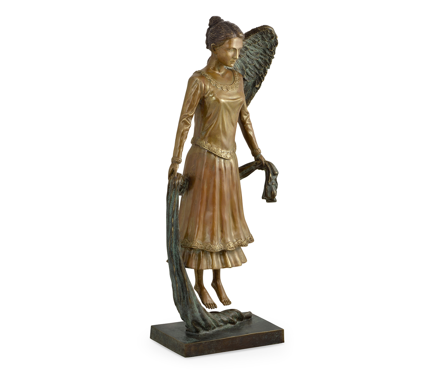 Antique Light Brown Brass Hovering Angel