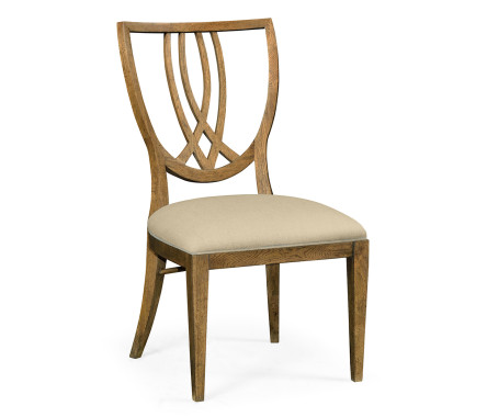 Shield Back English Brown Oak Dining Side Chair