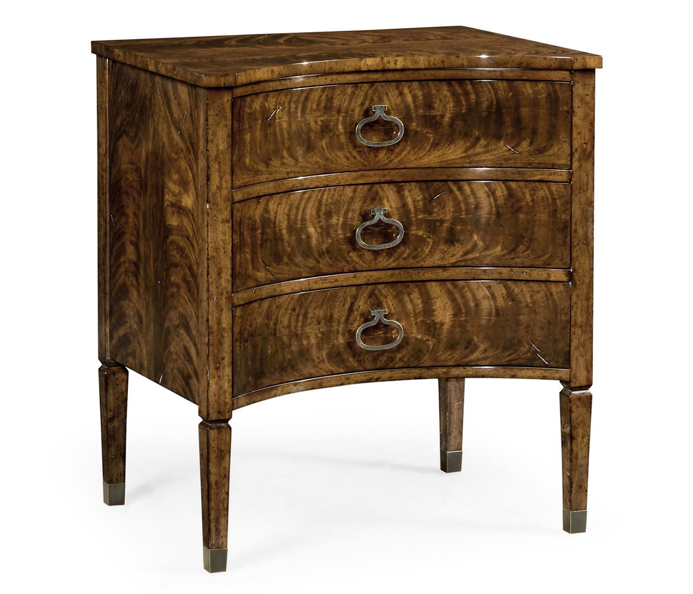 Inward Bow Front Light Brown Mahogany Bedside Chest