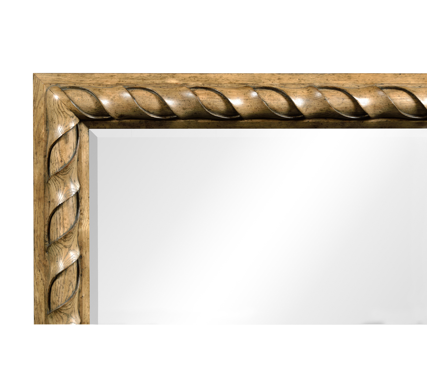 Large Rectangular English Brown Oak Hanging Mirror