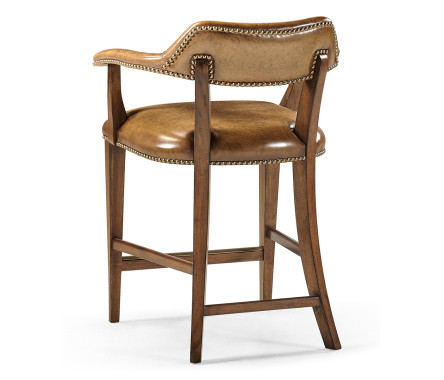 Walnut Upholstered Library Counter Stool