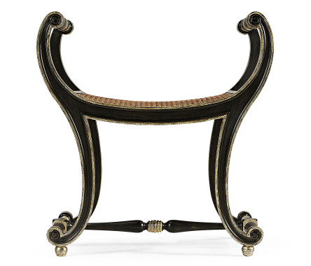Curved Charcoal & Gilded Stool