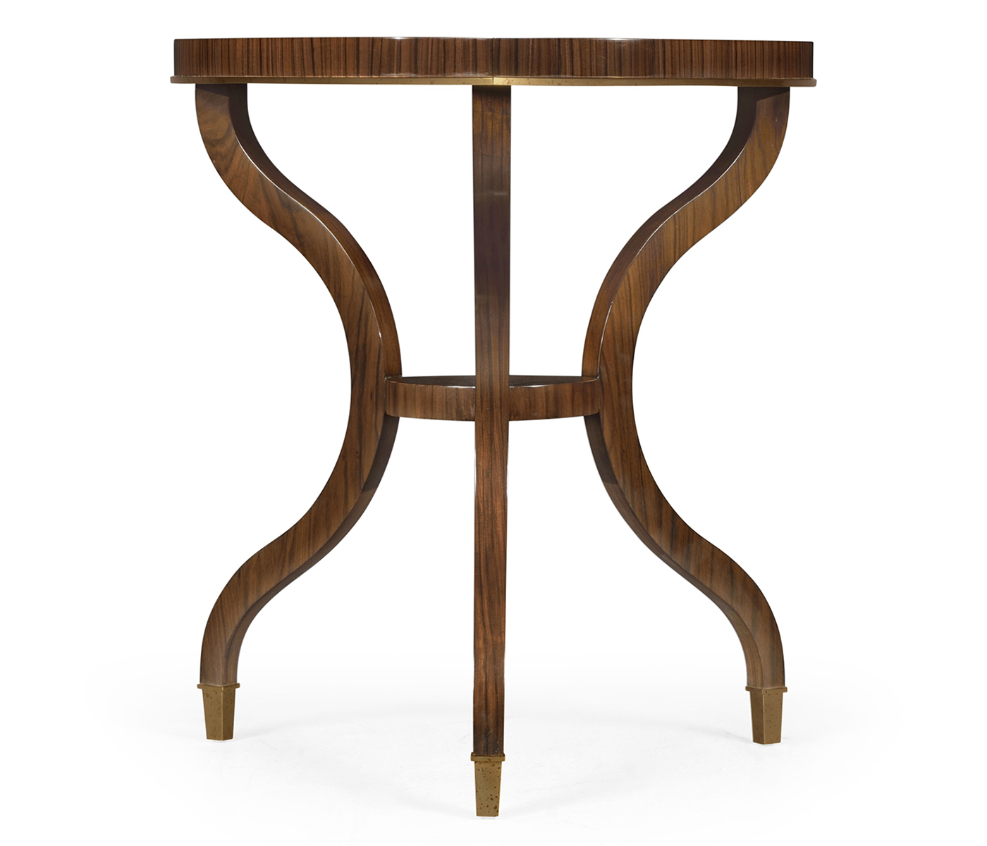 Triangular Dark Santos & Brass Side Table