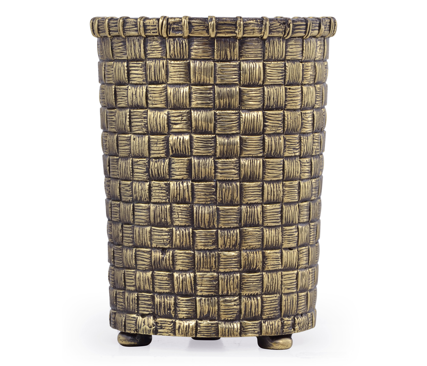 Woven Light Antique Brass Pencil Cup