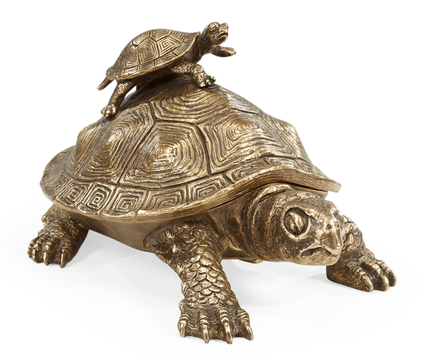 Anitque Light Brown Brass Turtle Container