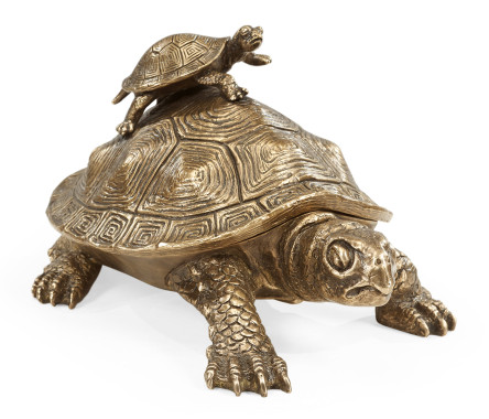 Anitque Light Brown Brass Turtle Container