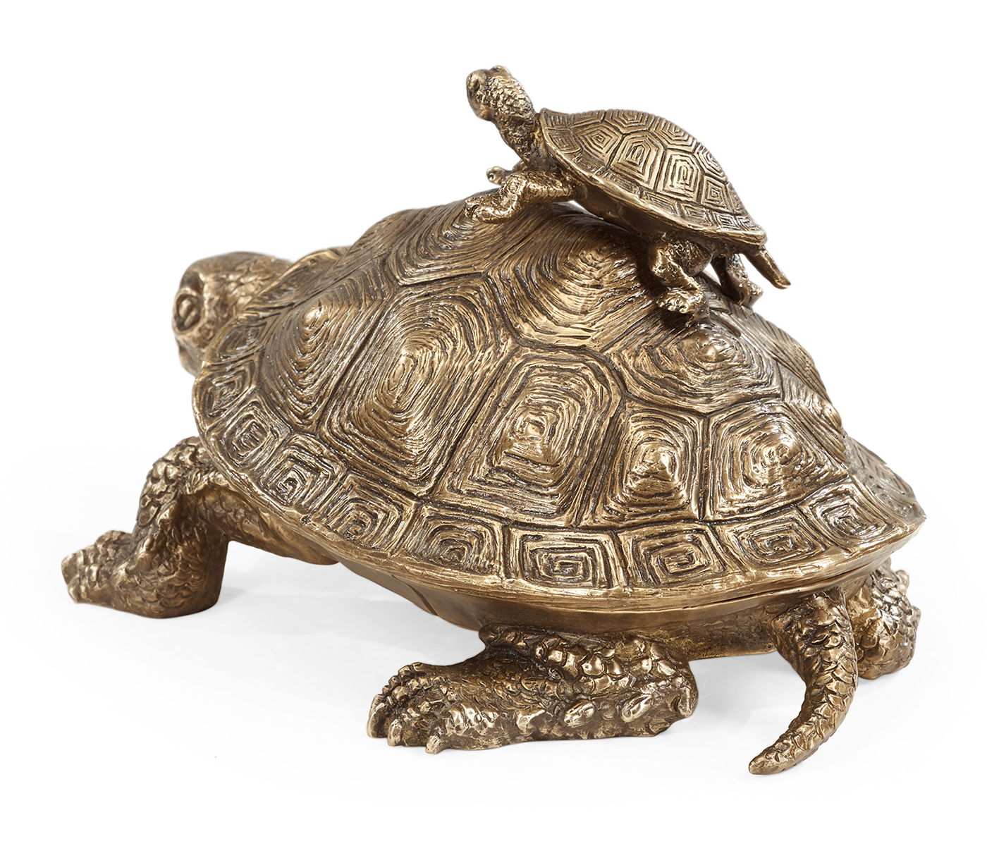 Anitque Light Brown Brass Turtle Container