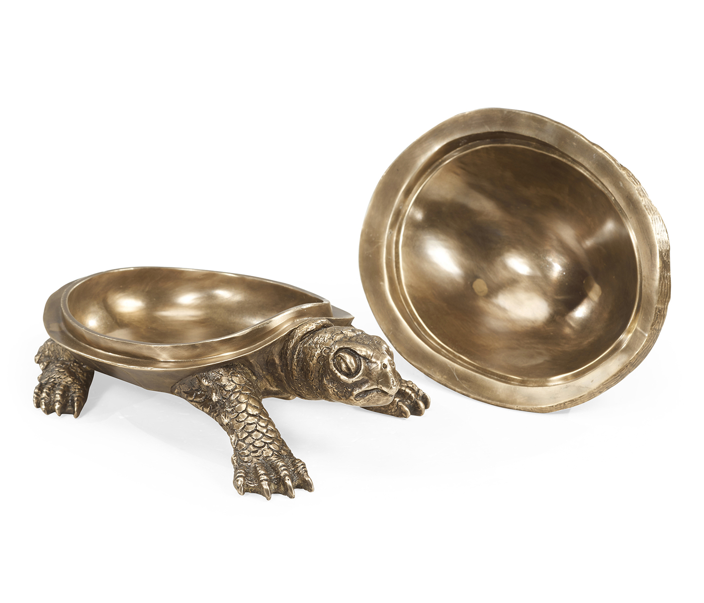 Anitque Light Brown Brass Turtle Container