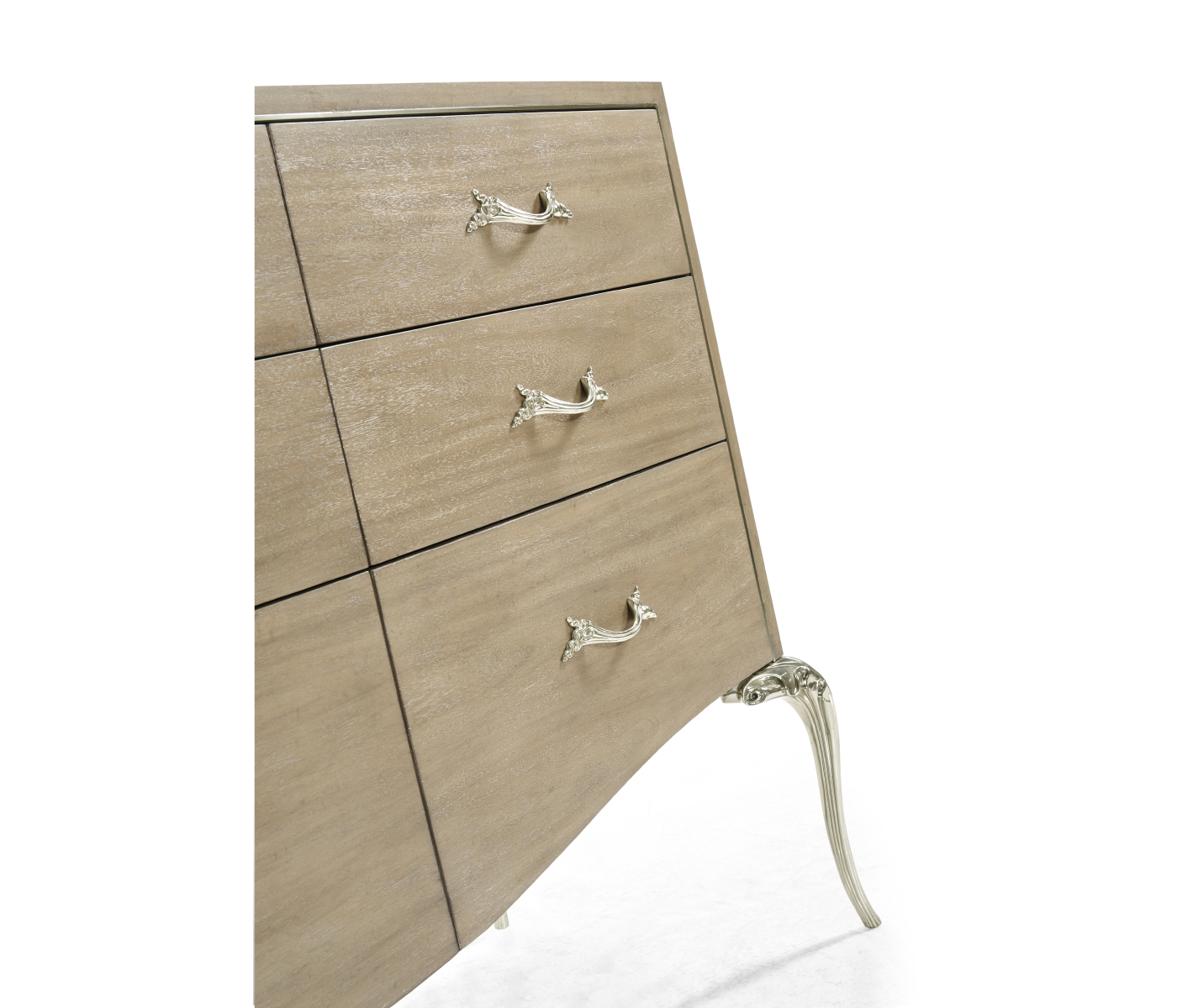 Rivoli Walnut & White Stainless Steel Dresser with Nine Drawers