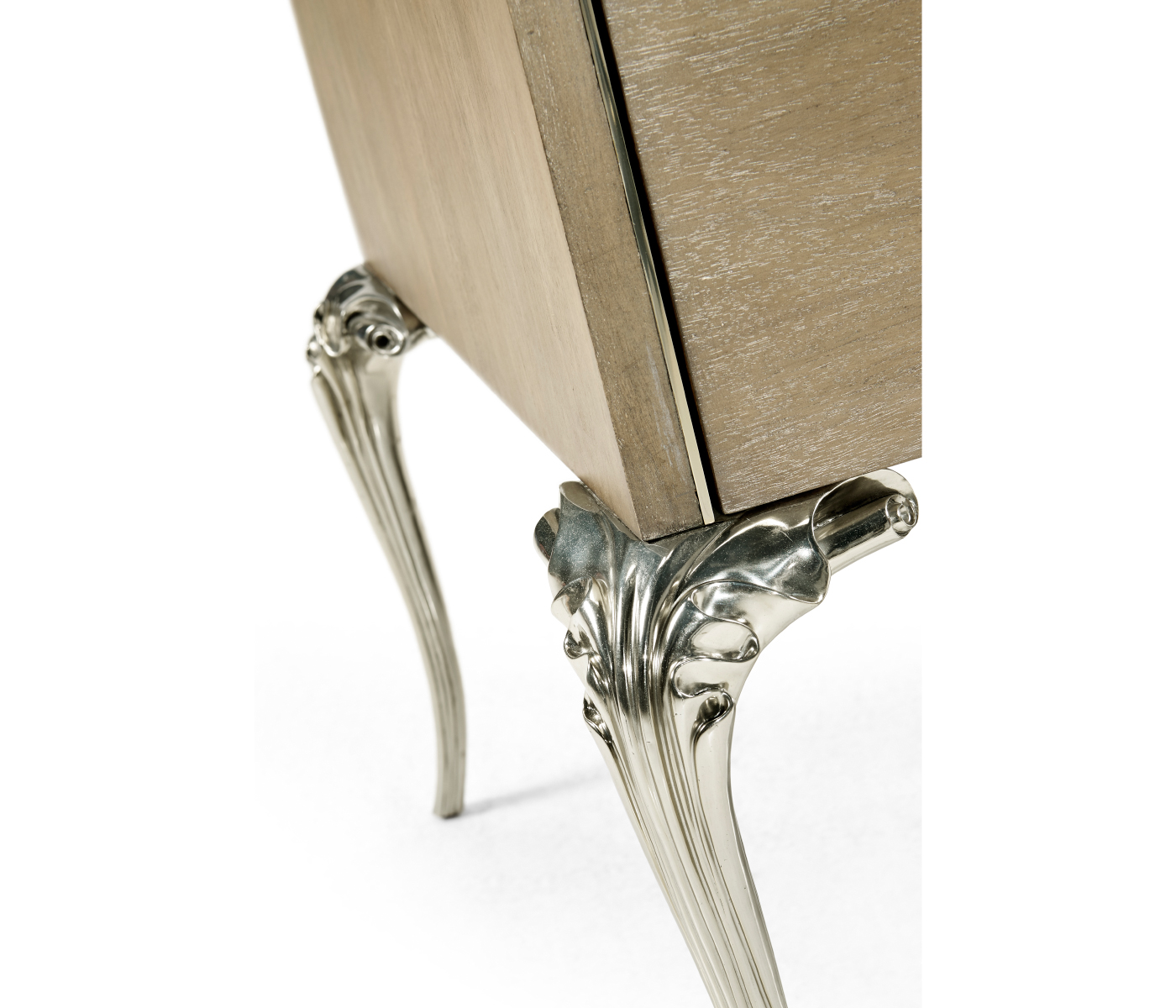 Rivoli Walnut & White Stainless Steel Dresser with Nine Drawers