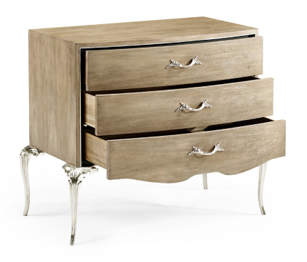 Rivoli Walnut & White Stainless Steel Nightstand