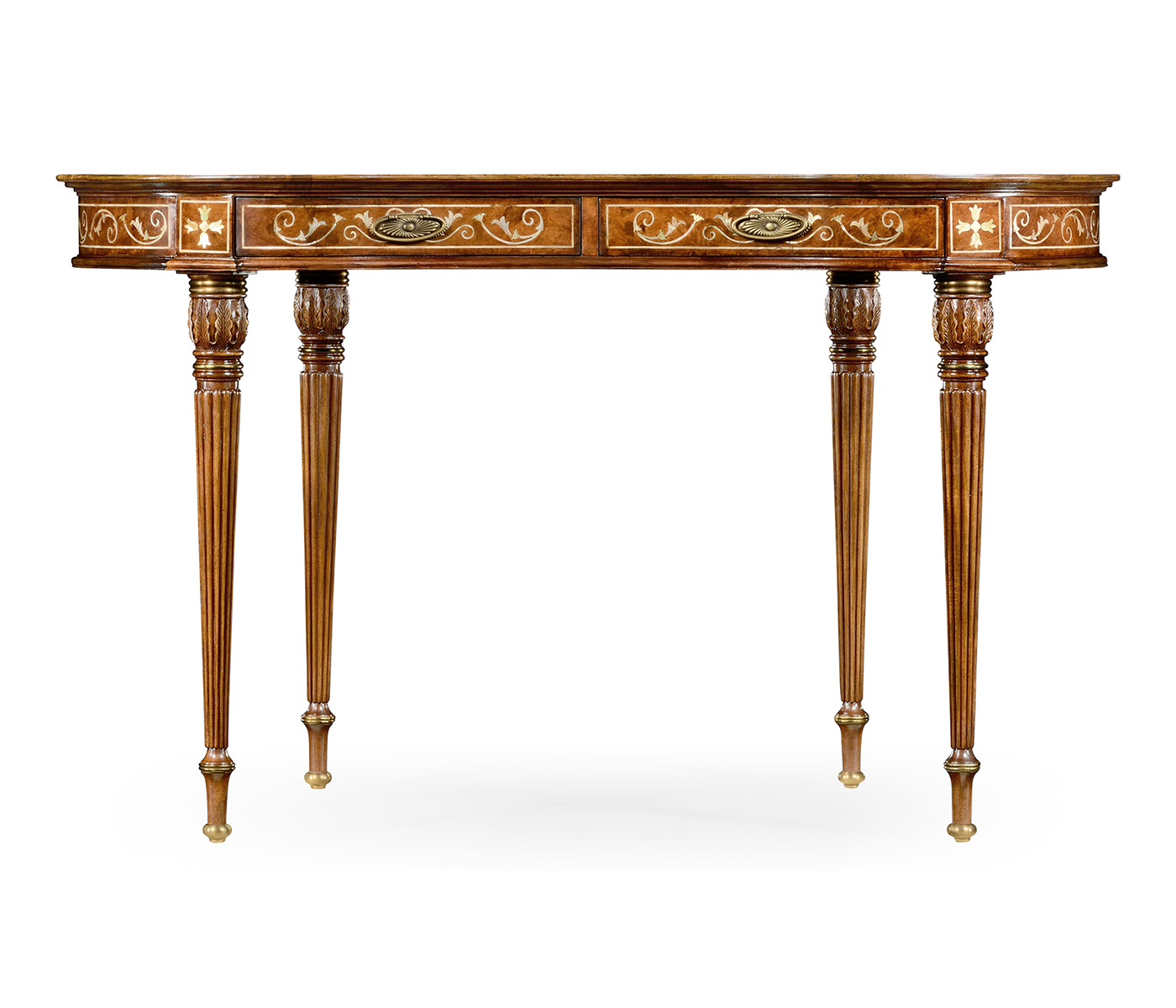 Burl & mother of pearl kidney shaped desk