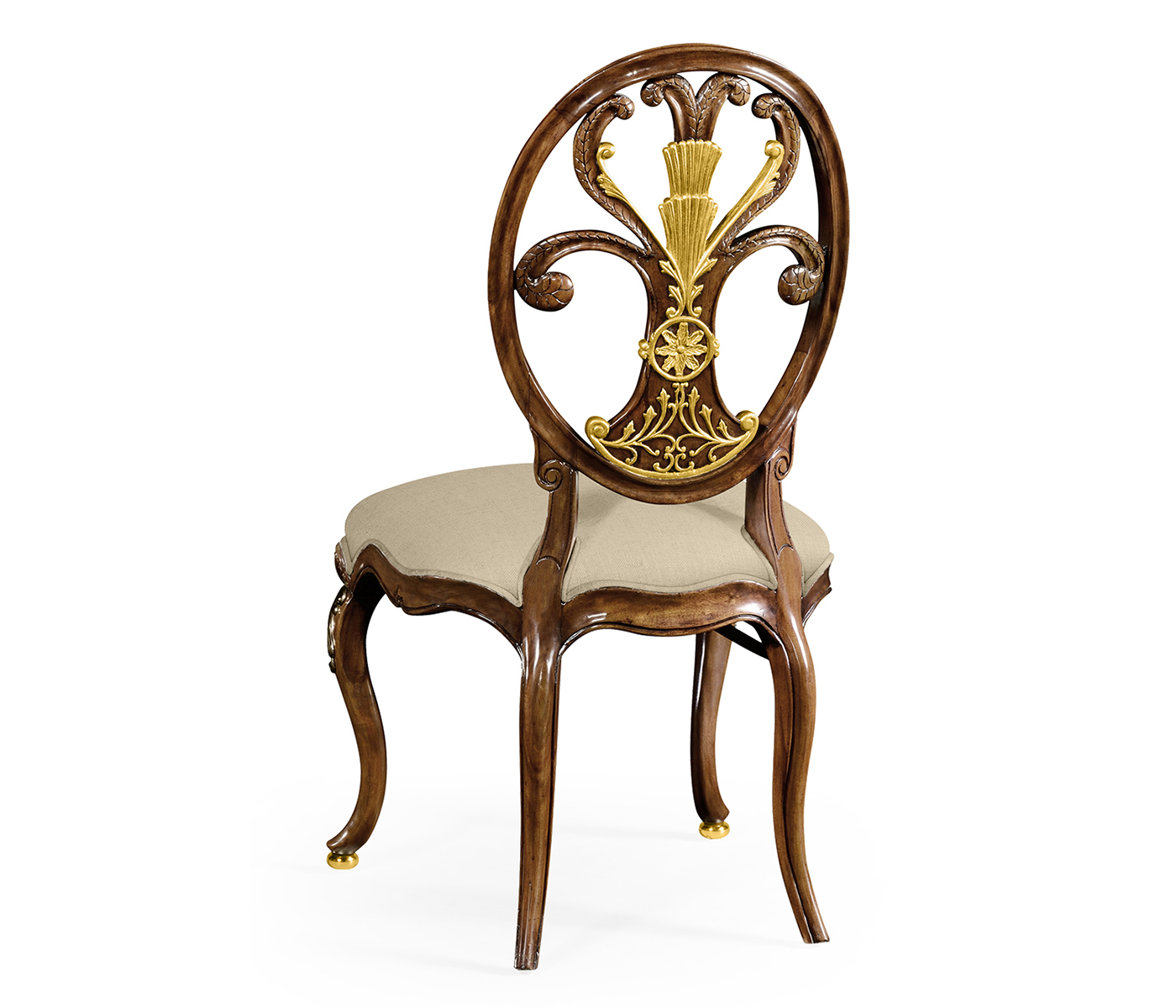 Sheraton style oval back chair with brass details (Side)