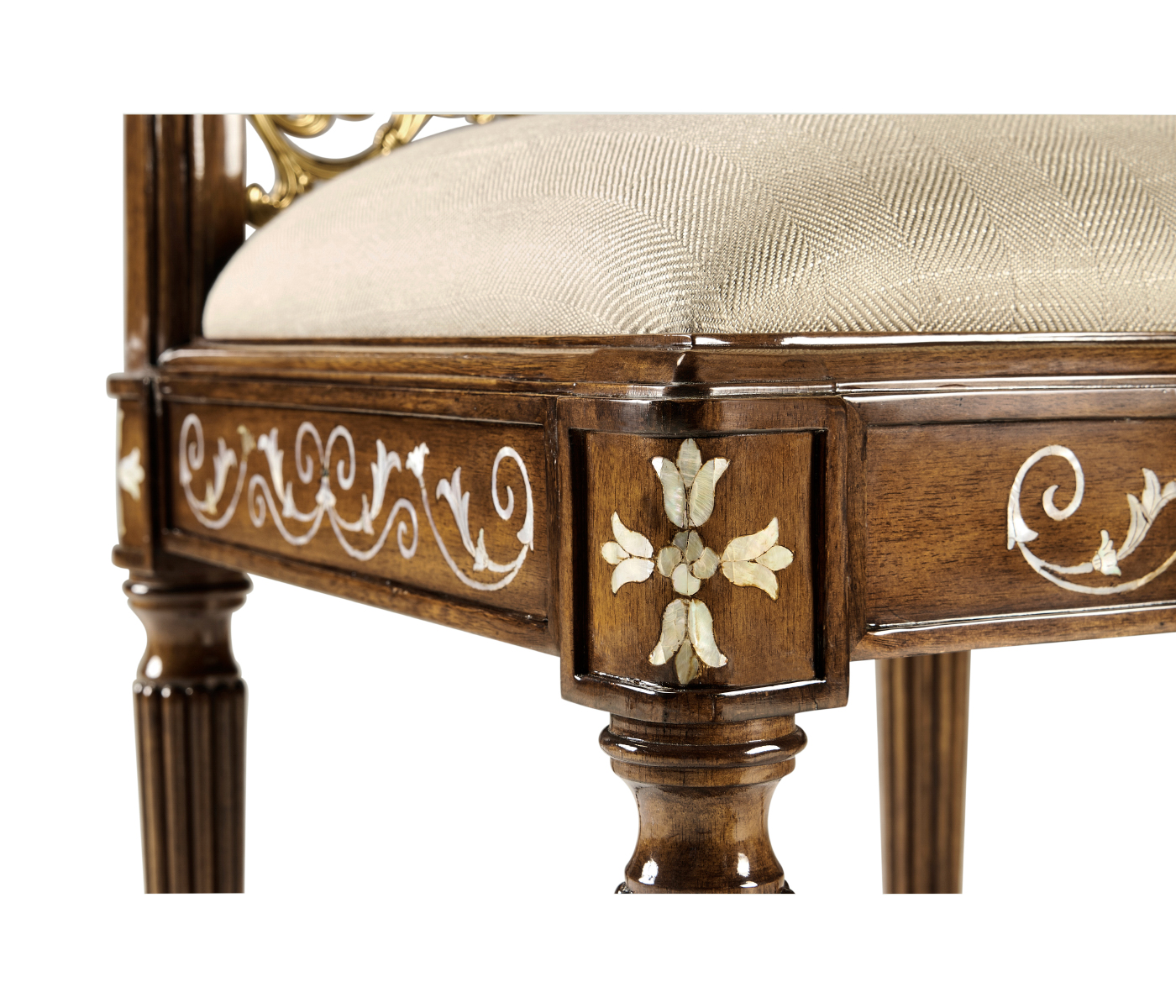 Burl & Mother of Pearl Dressing Stool