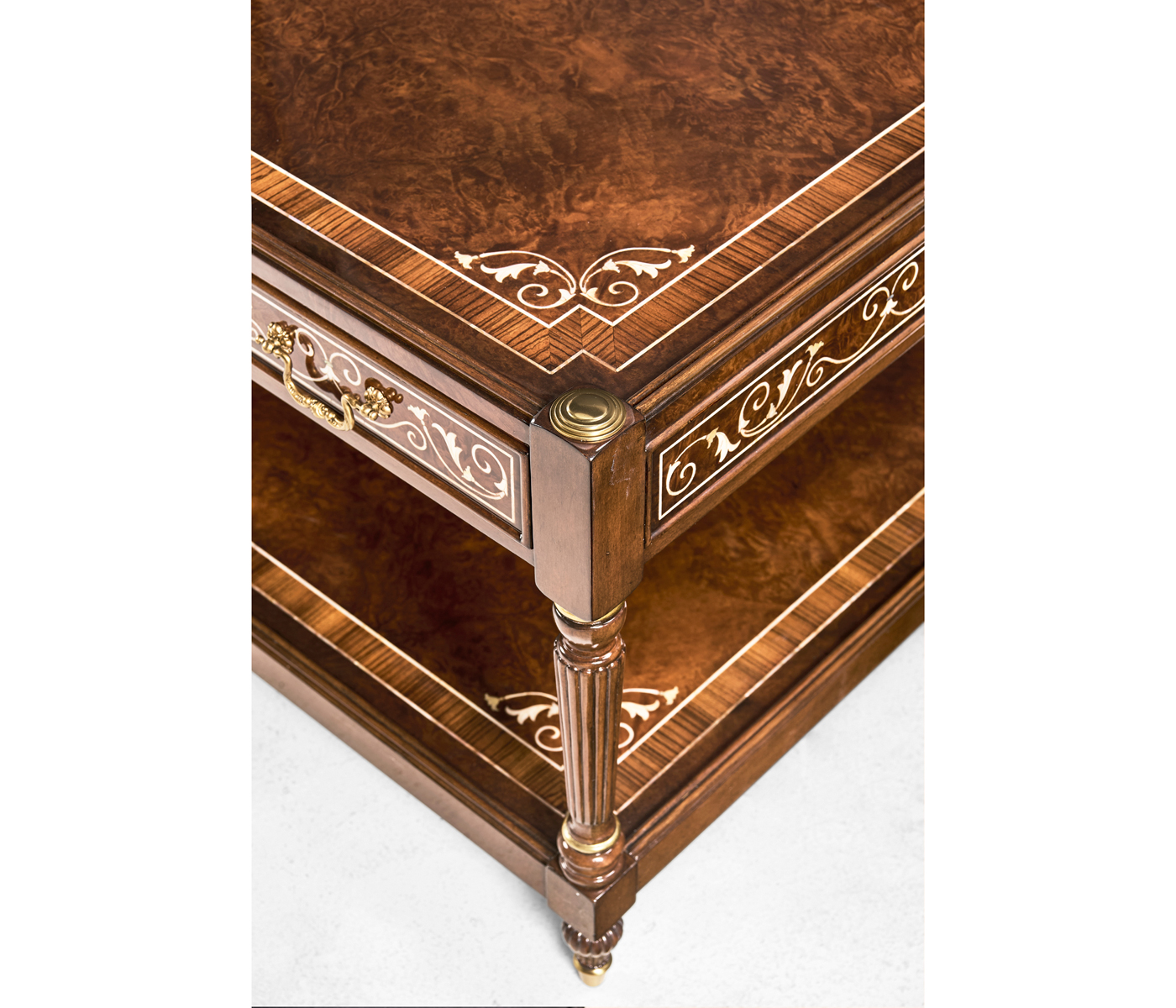 Burl & Mother of Pearl Inlaid Rectangular Coffee Table