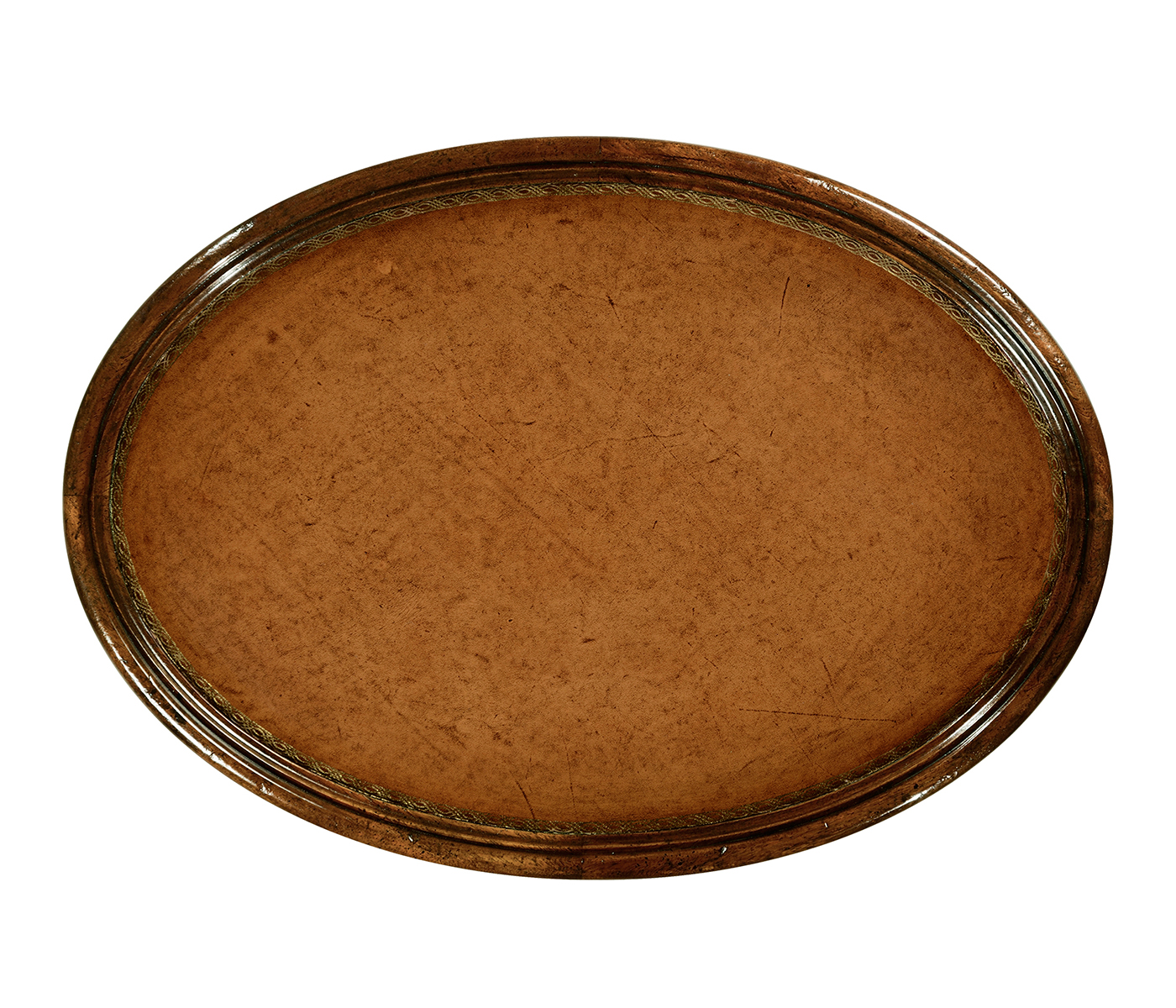 Mahogany and leather inlaid oval lamp table