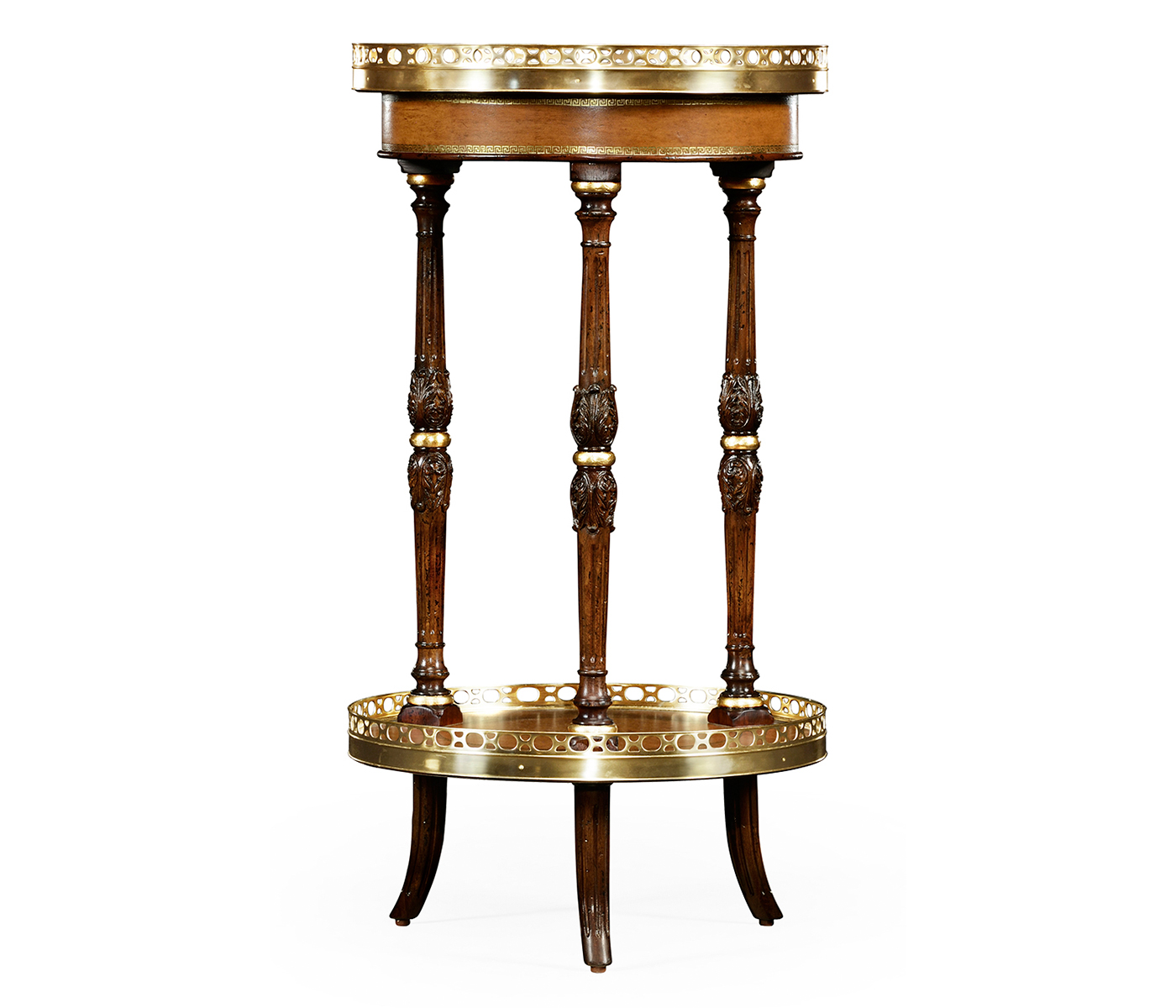 Mahogany and leather inlaid round lamp table