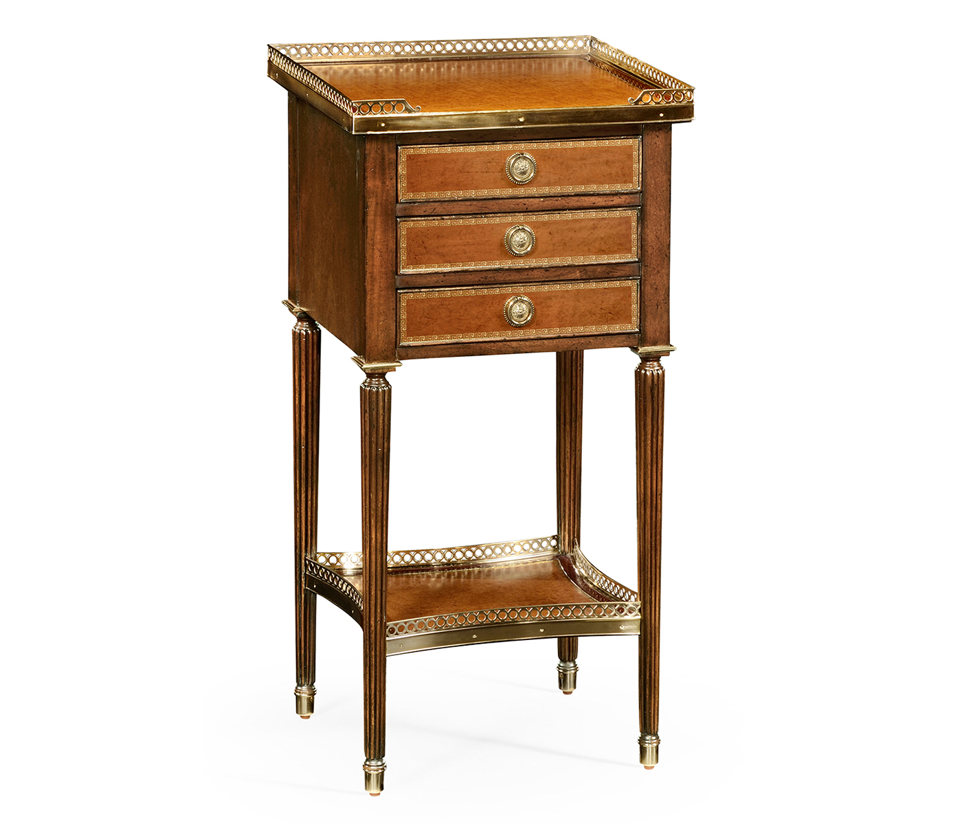 Mahogany and Leather inlaid lamp table with drawers