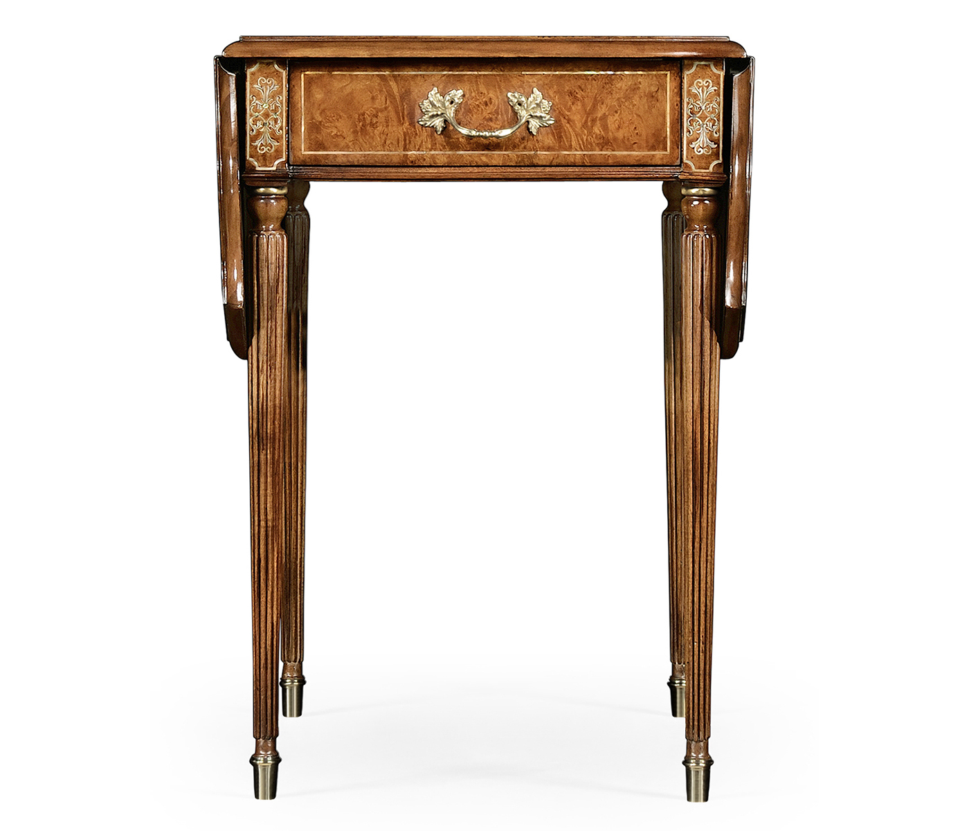 Burl & mother of pearl rectangle pembroke table