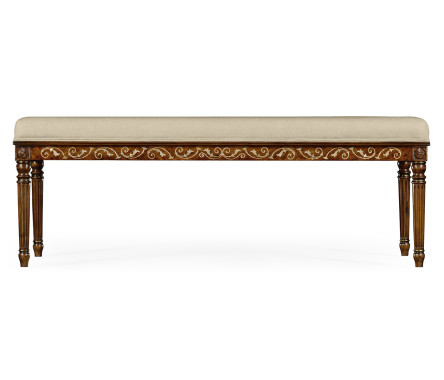 Burl & Mother of Pearl Upholstered Bench