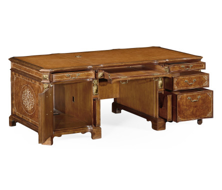 Burl & Mother of Pearl Faux Partners Desk