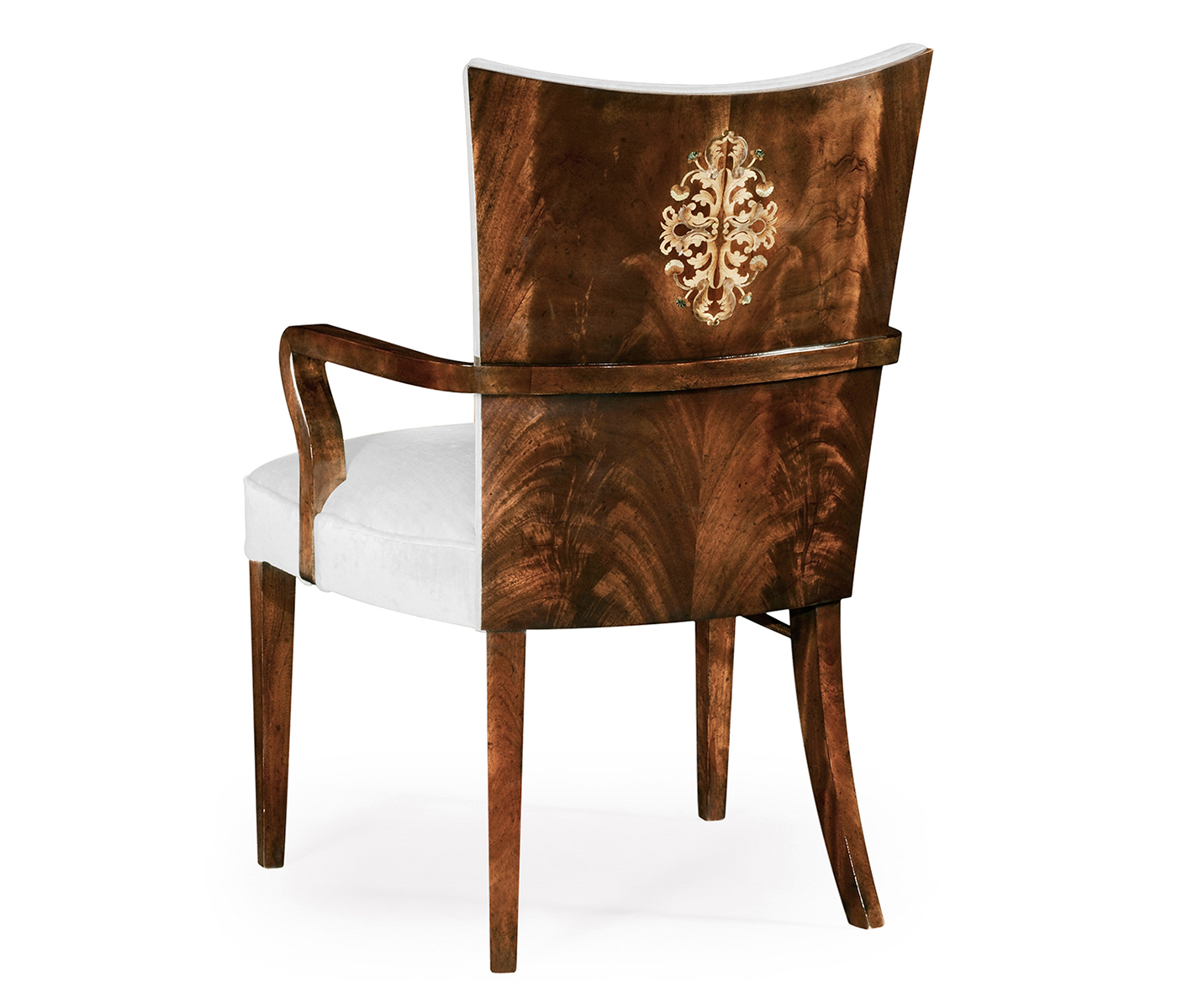 Biedermeier Style Dining Arm Chair with Fine Mop & Marquetry Inlay