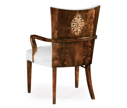Biedermeier Style Dining Arm Chair with Fine Mop & Marquetry Inlay